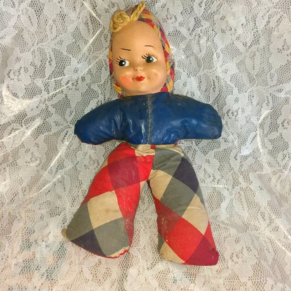 Vintage 1940s Plastic Face Carnival Prize Doll - Picture 1 of 9